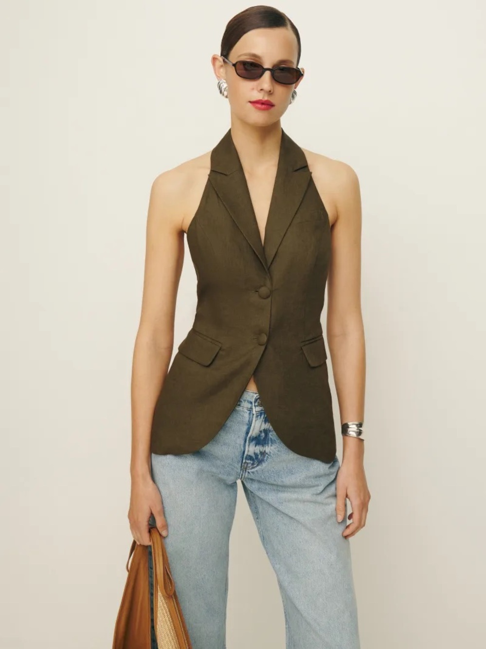Reformation Brennan Linen Vest Size 4